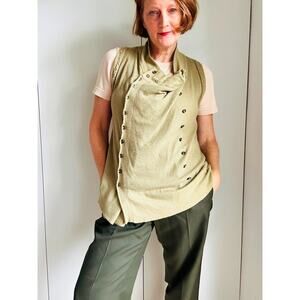 Nic + Zoe Womens Sweater Vest Size SM Green Lagenlook layering Fall Style